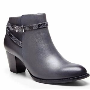 Vionic Boots 10 42 Upright Upton Dark Grey Snakeskin Buckle Heels Ankle Booties